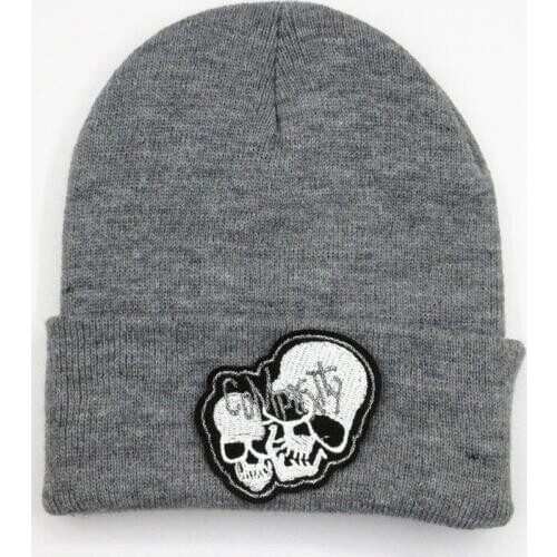 LDSLYJR cotton Double skull embroidery Thicken knitted hat winter warm hat Skullies cap beanie hat for men and women 18