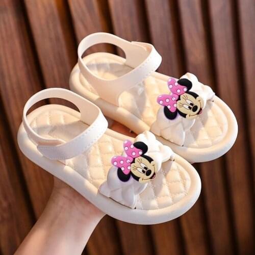 Disney Minnie summer girls sandals 2021 new princess shoes little girls student sandals non-slip beach sandals