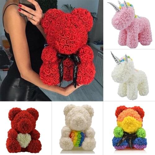 2021 Hot Sale Soap Foam Bear of Roses Teddy Bear Rose Flower Artificial Wedding Decor Mothers Day Valentines Day Gifts for Women