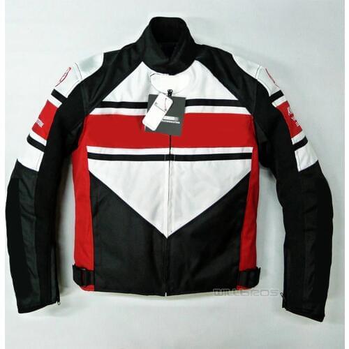 Locomotive Red White Black Jacket Motorcycle MTB Bike Street Moto Rider Jackets With Protector