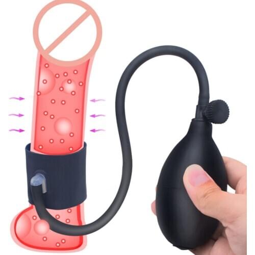 Inflatable Cock Ring Penis Pump For Erection Sex Toys Air-Filled Scrotum Sleeve Testicle Rings Erotic Goods Male Masturbation