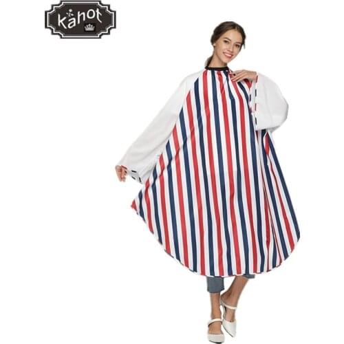 Salon Hairdressing Cape Adult Waterproof Hairdresser Striped With Sleeves Professional Styling Gown Barber Haircut Cape Apron