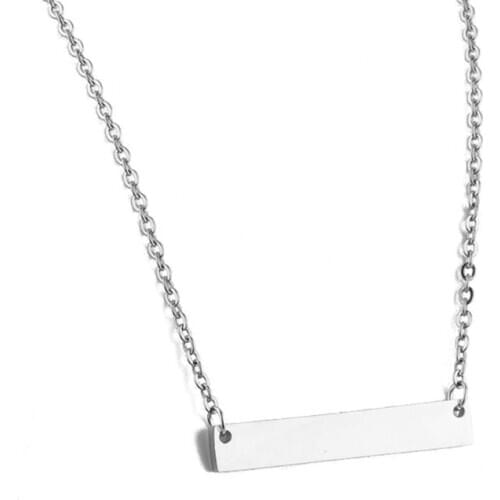 Stainless Steel Name Bar Plate Pendant Necklace Engrave Word Letters Jewelry