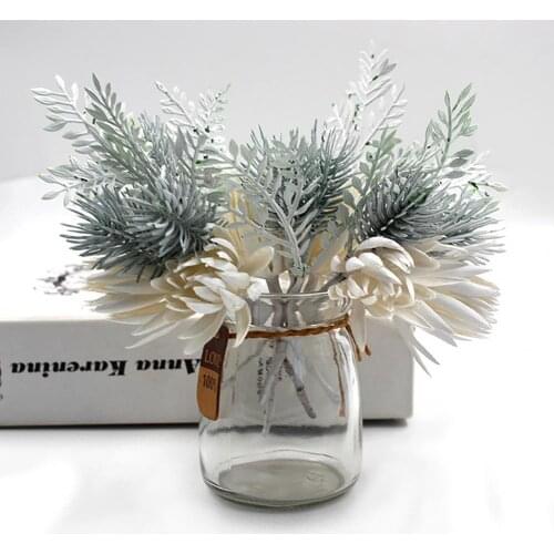 Nordic Vivid Artificial Flower Plants Plastic Flower Leaves Boutonniere Bouquet Artificial Flowers Home Wedding Candy Box Decor