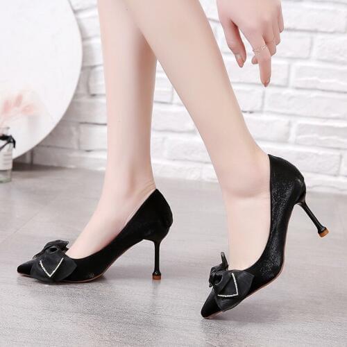 2020 new womens belt with single shoes color matching non-slip bow elegant and elegant banquet wedding female high heel U22-88