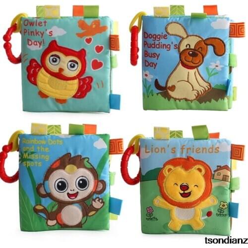 Animal Style Monkey/Owl/Dog Newborn Baby Toys Learning Educational Kids Cloth Books Cute Infant Baby Fabric Book Ratteles Toy