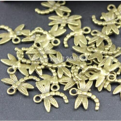 P1541 DIY retro accessories ancient bronze alloy Small dragonfly