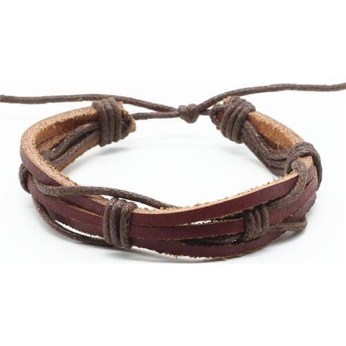 New Handmade Fashion Wrap Rope Weave Braid Female Femme Homme Male Genuine Leather Bracelet For Women Men Jewelry Accessories