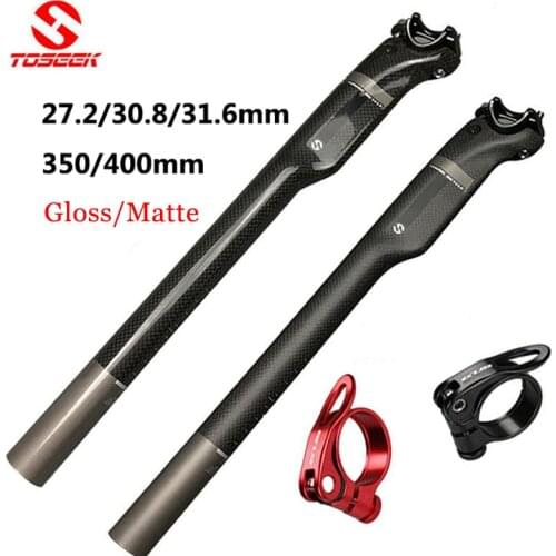 TOSEEK Carbon Seatpost MTB 27.2/30.8/31.6mm Road Bike Seat Post Glossy Matte Mountain Bike Seatpost 31.8/34.9mm Ultralight Parts