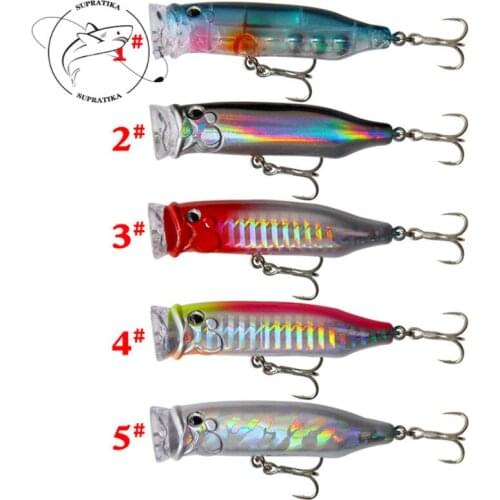 Topwater Popper Plastic Hard Bait 3D Eyes With Hook Tackle Artificial Floating Wobblers Outdoor Fishing Lures 5 Colors 7cm/9.4g