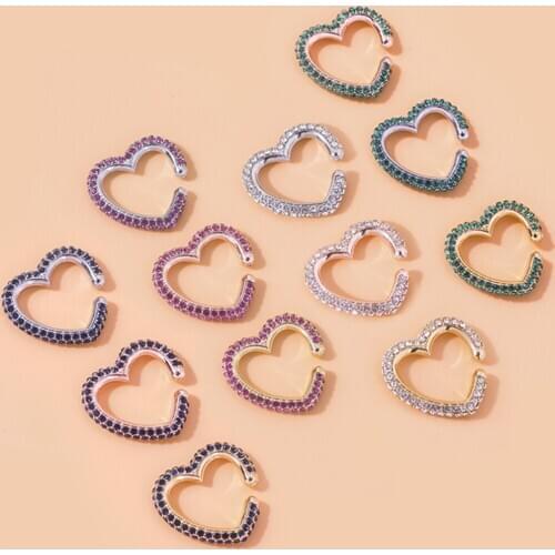 Multistyle Rainbow Clip Earrings No Piercing Multicolor Rhinestone Heart Rectangle C Shape Ear Clip Earring Fashion Jewelry 2020