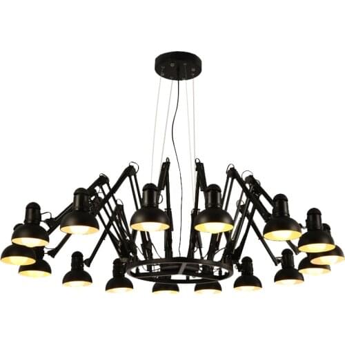 Retro 6/9/12/16Heads Spider Ceiling Lamp Personality Iron Industrial Black White Loft Adjustable E27 Ceiling Lamp Fixture Light