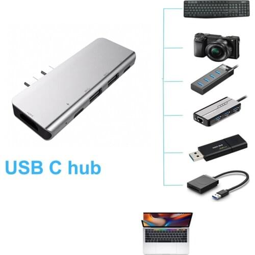 USB 3.1 Type-C Hub To Compatible With HDMI Adapter 4K Thunder 3 USB C Hub With Hub 3.0 TF SD Reader Slot PD For MacBook Pro/Air