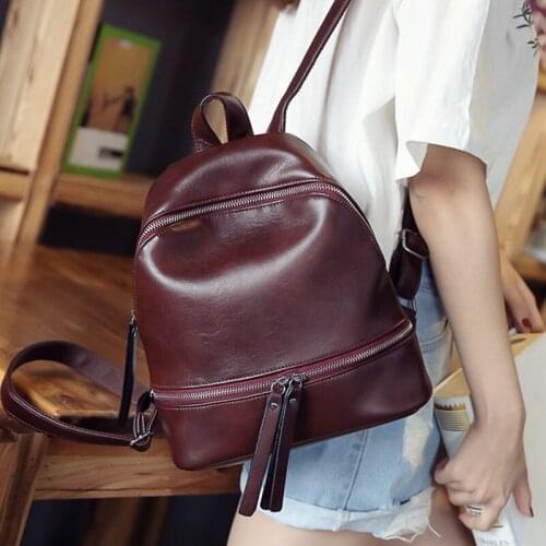 Vintage Women Backpack Designer PU Leather Female Travel Backpacks Small Preppy Style School Bag for Girls Rucksack Daypack