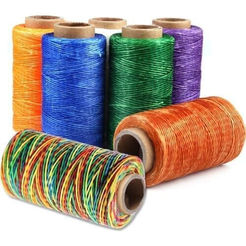 Nonvor 260 Meters Flat Leather Sewing Waxed Cord Thread Cord DIY Handicraft Tool Hand Dacron Line String Thread Stitching Tool