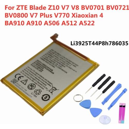 High Quality Original Li3925T44P8h786035 battery For ZTE Blade V7 Z10 BA910 A910 A512 Xiaoxian 4 BV0701 Phone Batteries + Tools