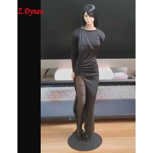 1/6 Scale women' clothing elegant long black dress open slit for 12inch tbl ph action figure dolls