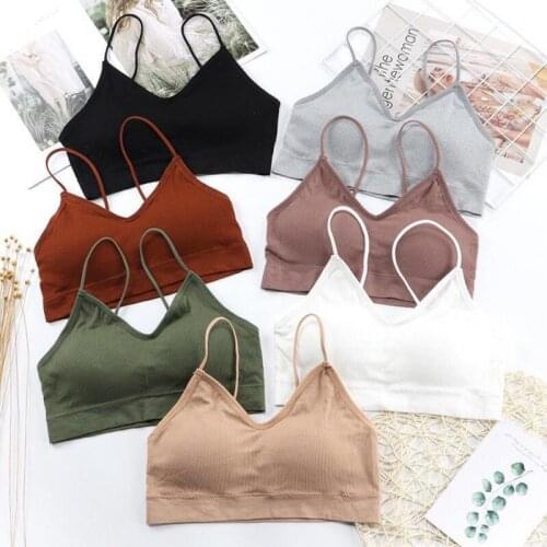 CHRLEISURE Thin Womens Tube Top Wireless Push Up Crop Top Female Solid Backless Sports Womens Underwear