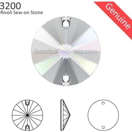 1 piece) 100% Original Crystal from Swarovski 3200 Rivol sew-on stone round rhinestone for DIY jewelry and clothing decoration