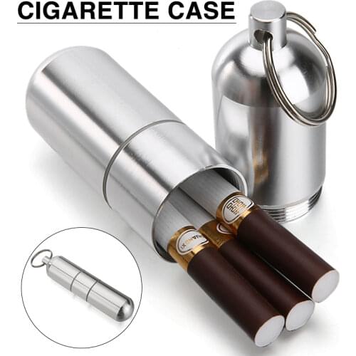 1pc 95 * 24mm Silver Aluminum Metal Cigarette Capsule Case Outdoor /Home Lighter Smoking Tools