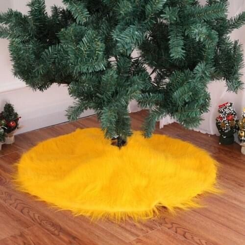 1pc Gold Yellow Plush Christmas Tree Skirts Fur Carpet Merry Christmas Decoration Home Tree Skirts New Year Decor