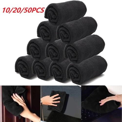10/20/50PCS 30*40cm Black Car Care Polishing Wash Towels Microfibers Auto Detailing Cleaning Soft Cloths Home Window 200GSM