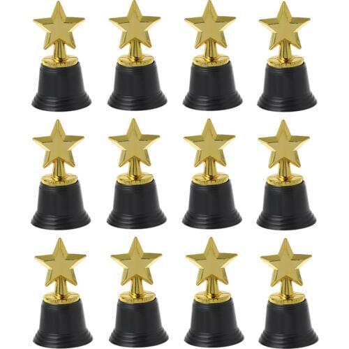 12PCS Star Gold Award Trophies 4.5" Gold Star Trophy For Awards Winners Oscar Awards Hollywood Parties Bulk School Kindergarten