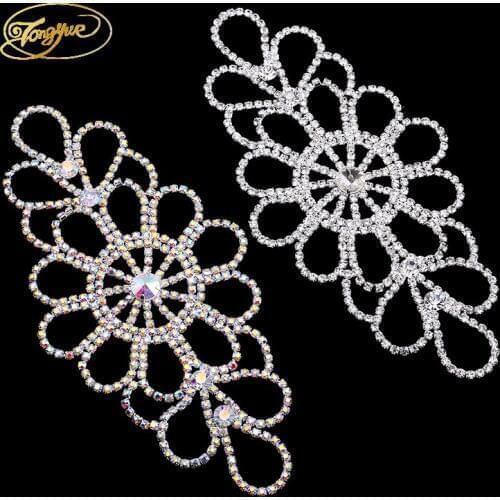 18.3*17cm Rectangular Gold And Silver Color Zircon Alloy DIY Fashion Clothing Sewing Applique Rhinestone Crafts