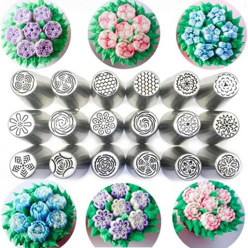 2pcs Russian Flower Star Cake Icing Nozzles Mouth Piping Tips Pastry Decorating Stainless Steel Baking tool
