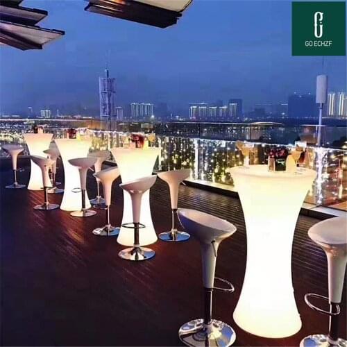 2021 New Rechargeable Led cocktail table Nightclub Bar lighted up coffee table Commercial Furniture supplies bar table set
