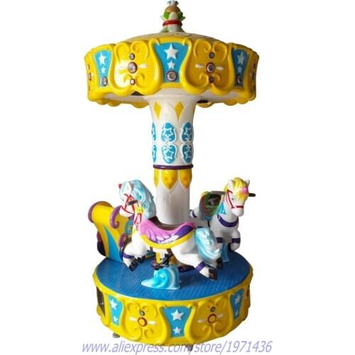 3 Seats Amusement Rotation Kiddie Rides Merry Go Round Carousels Horse Ride Game Machine