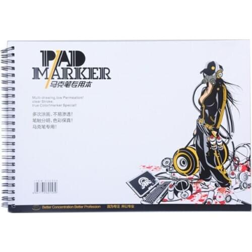 34 Sheet A3/A4/A5 Professional Marker Paper Spiral Sketch Notepad Book Painting M17F