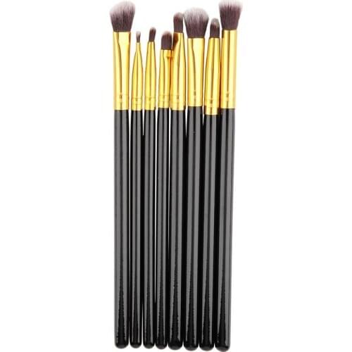 8pcs/set Professional Makeup Brush Blend Shadow Angled Eyeliner Smoked Bloom Eye Part Brushes Set Black Golden Make up Brush