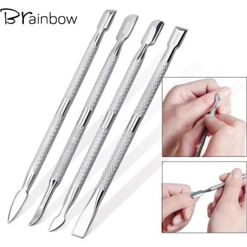 Brainbow Stainless Steel Nail Cuticle Pusher Two-End UV Gel Polish Nail Cuticle Removal Dead Skin Pusher Nail Art Manicure Tools
