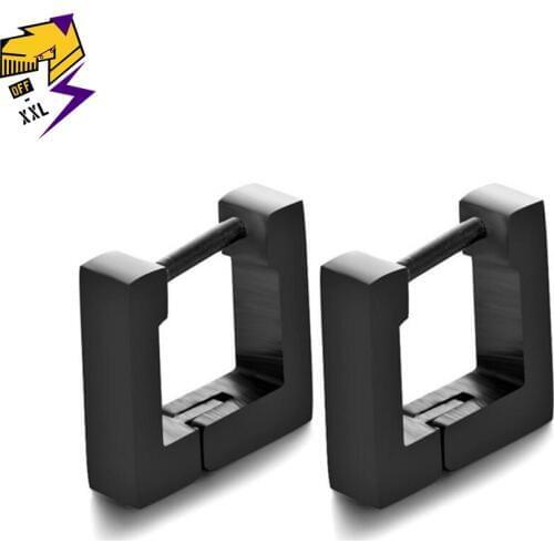 Black Square Hoop Earrings Stainless Steel Jewelry for Men Women Gold Silver Color Geometric Brinco Fashion Punk Ear Earrings