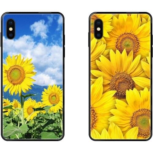 Sunflower Flower Colourful Black Soft TPU Cell Phone Cover Case For Galaxy Note 4 8 9 10 20 Plus Pro J6 J7 J8 M30s M80s Ultra