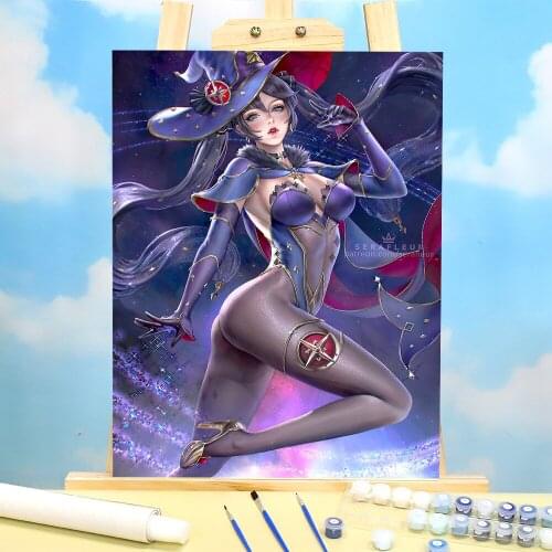 Cartoon Girl Woman Coloring By Numbers Painting Set Acrylic Paints 50*70 Canvas Painting Loft Picture For Kids Handiwork Art