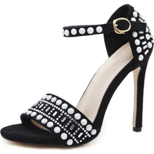 Elegant Women Sandals Summer High Heels Open Toe Ankle Strap Shoes Woman Thin Heel Sandals Female Sandalias Size 35-42 XKD4160