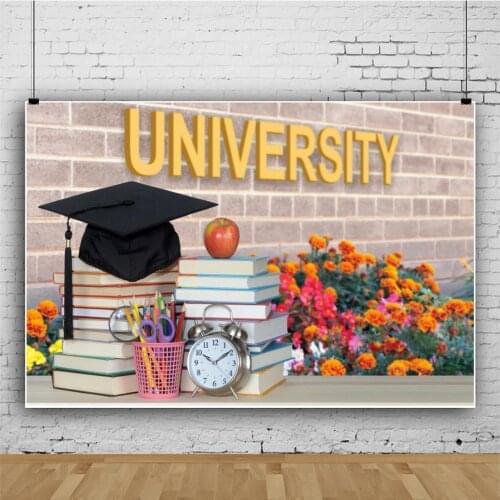 University Graduation Bachelor Hat Flower Portrait Photography Backdrop Decor Party Photo Background Studio Photocall Props
