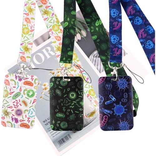 JY085 Cartoon Bacterial Lanyards Badge Holder Keychain ID Card Mobile Badge Holder Medical Lanyard Key Holder For Doctor Nurse