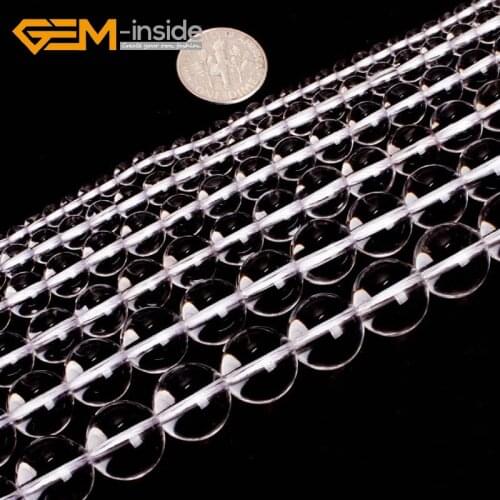 Gem-inside AAA Grade Round Natural Clear White Rock Quartzs Beads For Jewelry Making 15inches DIY Jewellery