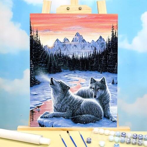 Animal Wolf Coloring By Numbers Painting Package Oil Paints 50*70 Oil Painting Loft Picture Crafts For Adults For Art