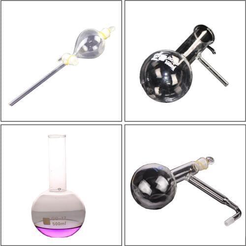 New Lab Distillation Aparatus Glassware Kits:Distillation Flask,Condenser,Ox Horn Tube, Separatory Funnel, Flat-bottomed Flask