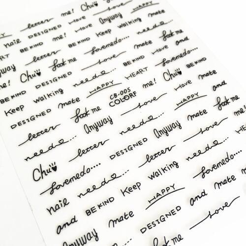 Newest CB sereis CB-005 English alphabet 3d nail art sticker nail decal stamping export japan