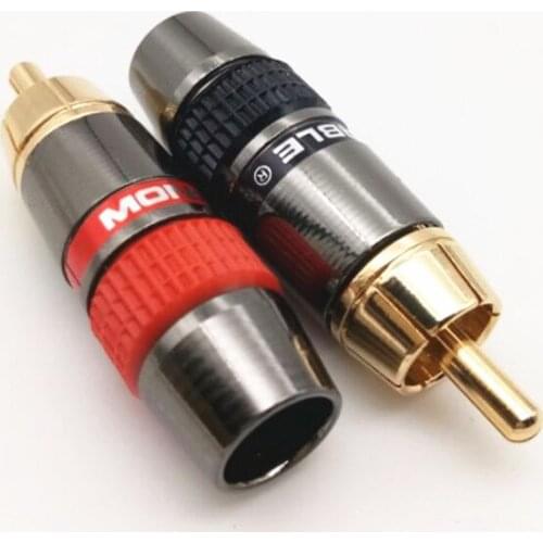 2pcs New RCA Male Female Lotus Plug Audio Signal Line Terminal 8mm Wire Hole Copper Terminal Block Gold-plated
