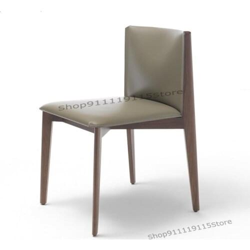 Walnut Dining Chair Real Horse Saddle Leather Armchair Living Room Hotel Dining Chair