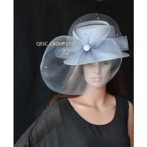 Wholesale Elegant NEW colour BIG Silver Formal Dress Hats Kentucky Derby wedding womens hat panama FOR Church. FREE SHIPPING
