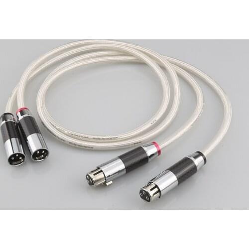 Pair A26 OCC Silver Plated XLR Balanced Audio Cable With Carbon Fiber Plug HIFI Interconnect Cable Audiophil, XLR connector