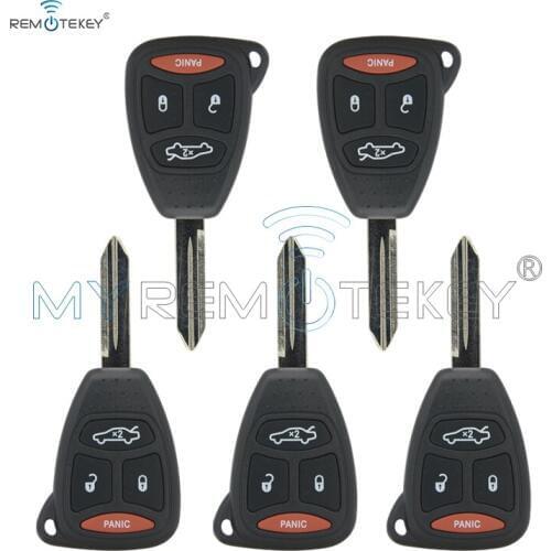 Remtekey 5pcs remote key fob case For Chrysler Dodge Jeep 3 Button with Panic