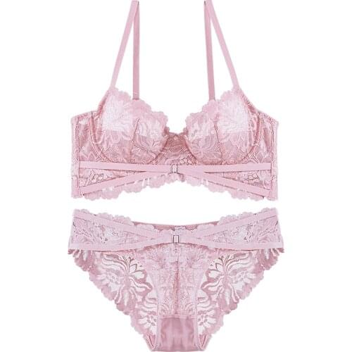 Sexy Bra Set For Women Transparent Lingerie High Flank Gather Underwire Unlined Floral Pattern Womens Underwear Bra For Summer